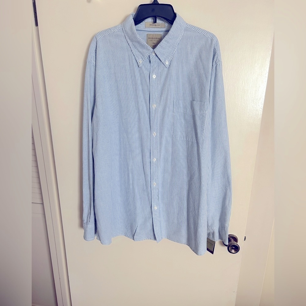 NWT Sonoma Oxford Blue and White  Button Down Long Sleeve Shirt XXL​​​​​​​​ - Picture 10 of 10